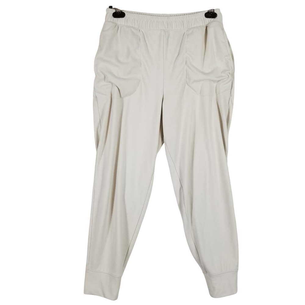 Varley Womens Ribbed Joggers Cream Elastic Waist Draped Pockets Small RN150115
